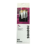 Reeves Oil Colour Brush Sets Hog Bristle Short Handle 7pc