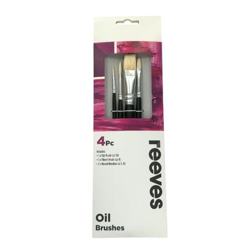 Reeves Oil Colour Brush Sets Hog Bristle Short Handle 7pc