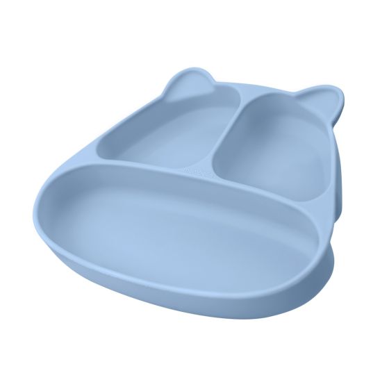 Panda Silicone Suction Dinner Plate - Light Blue - Mombella