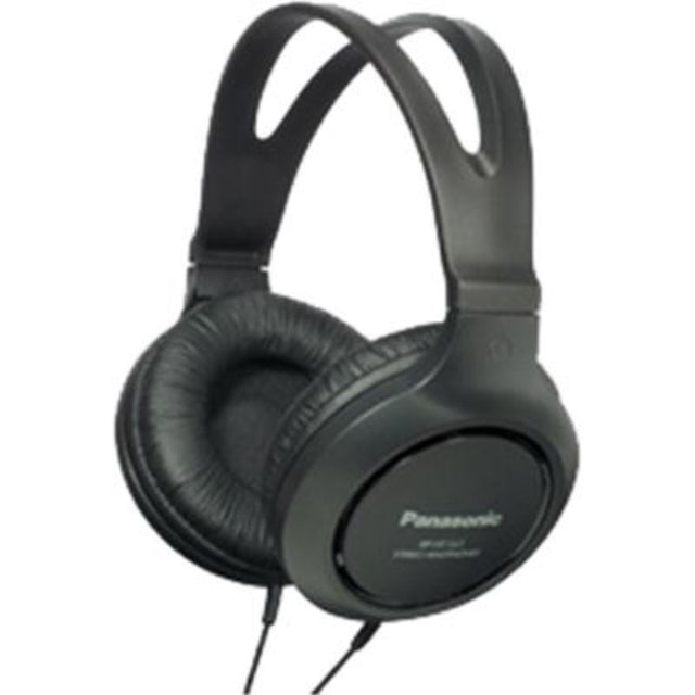 Panasonic Band Style Headphones in black with 2M cord, featuring XBS technology for deep bass and comfort.