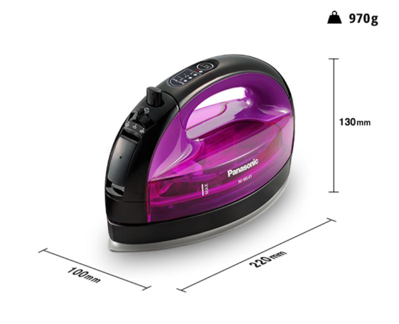 Panasonic 1550W cordless steam iron with ceramic soleplate, 11g/min steam output, and auto shut-off for effortless ironing.