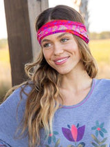 Half Boho Bandeau - Pink Ombre Border