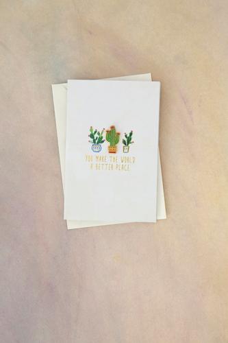 Enamel Pin On Card World Cactus