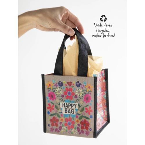Gift Bag Recycled - Happy Bag Teal Folk Flower Sml