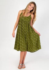 Dress Gigi Olive Cream Calico Med