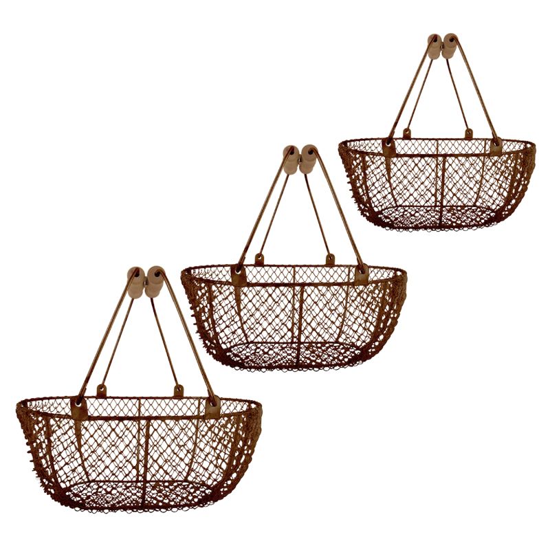 Wire Basket Set - Oval Brown (Set of 3)