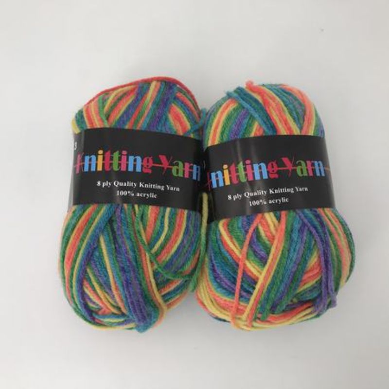 Assorted 100g knitting yarn, Mix #13, sold in a pack of 6 vibrant colors.