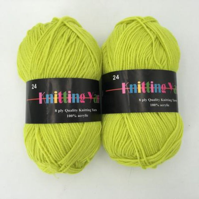 Vibrant #24 knitting yarn pack with six 100g skeins, perfect for versatile crafting projects and creative expression.