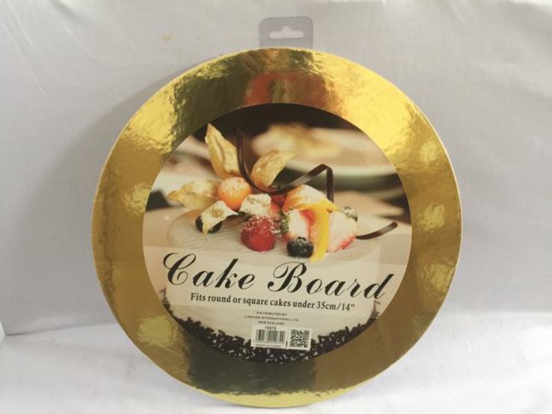 Cake Board - Round Gold 35cm (Set of 10)