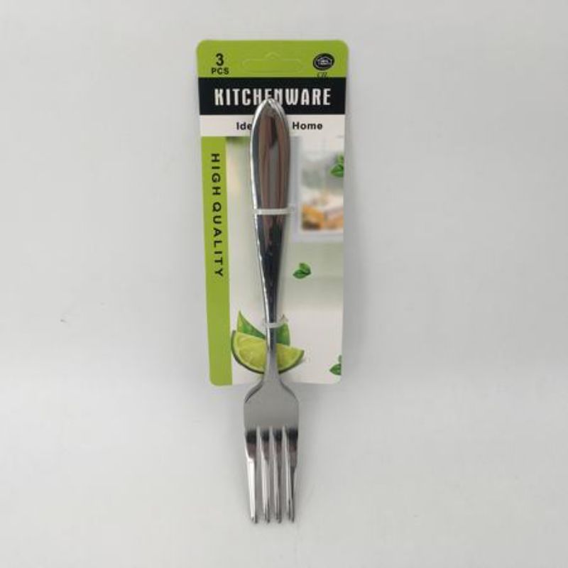 Set of 36 silver forks, packaged in 12 packs with 3 forks each, ideal for parties and gatherings.