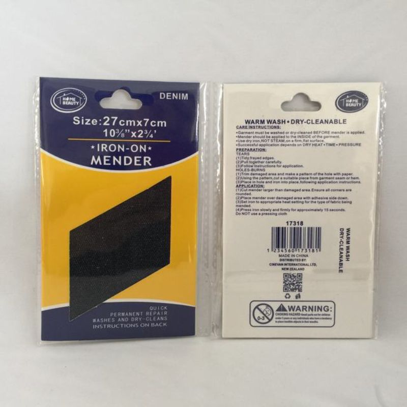Iron on Mender - Denim 27 x 7cm (12 Packs)