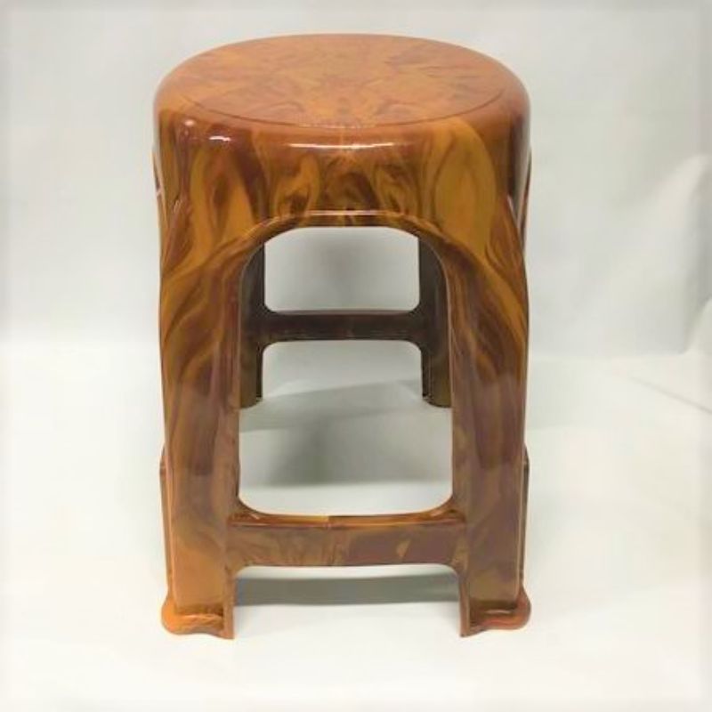Set of 6 lightweight plastic stools, 30cm high and 45cm wide, durable for indoor and outdoor use, modern design.