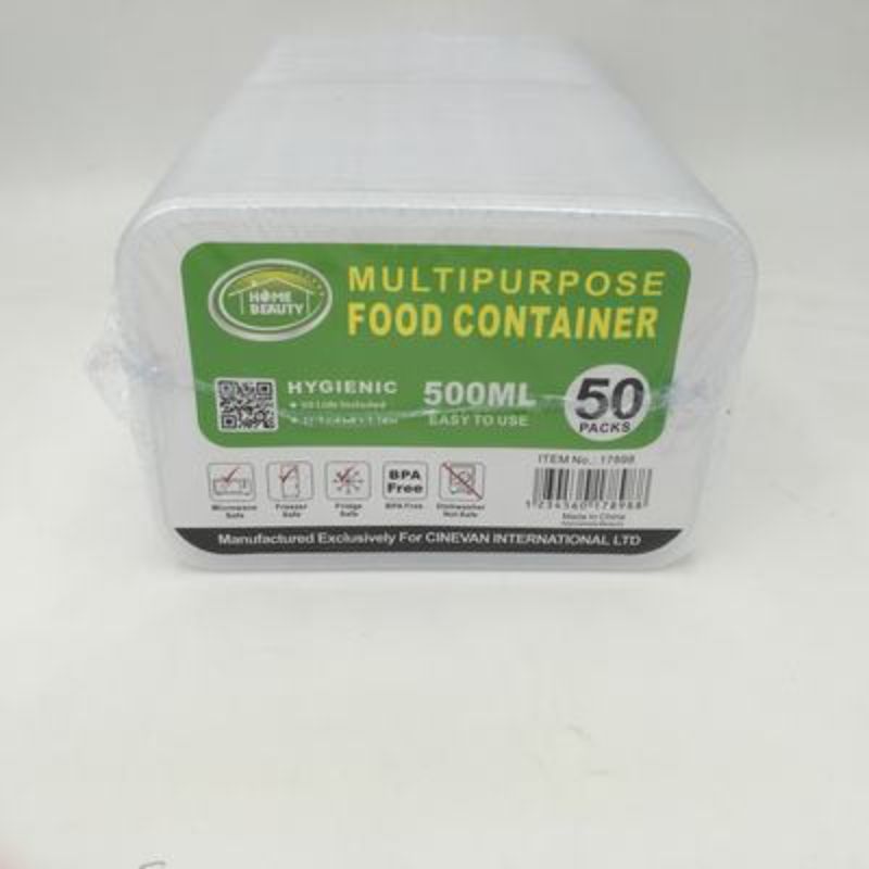 Plastic Food Container - 500ml/17.1cm (300pcs)