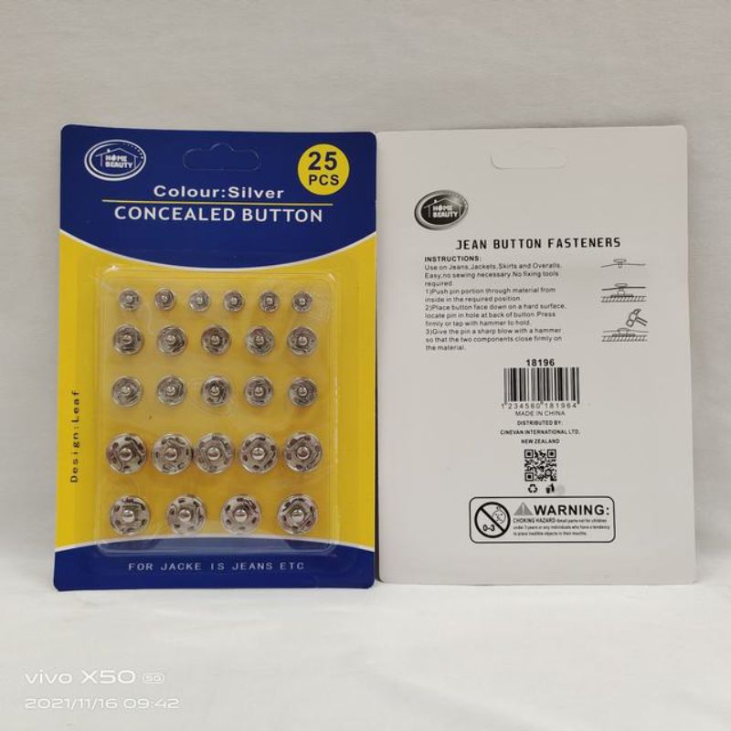 Concealed Buttons (12 Sets)