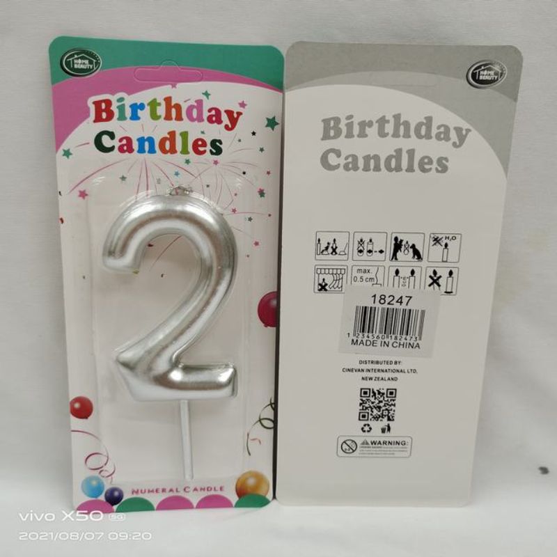 Birthday Candle - 2 Silver (Set of 12)