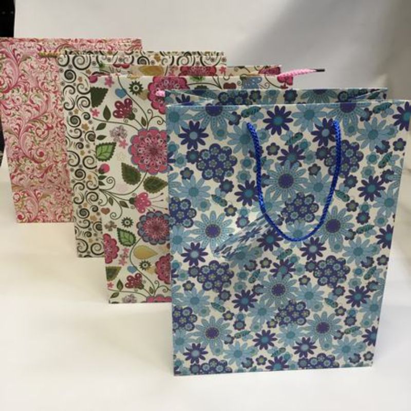 Gift Bags - Flowers Asstd 33cm (12pcs)