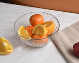 Elegant 20cm glass bowls set of 6, perfect for serving salads and desserts, designed for easy cleaning and style.