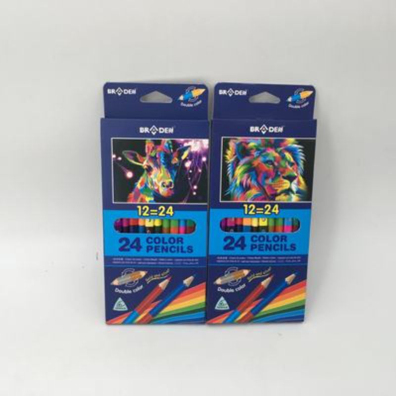 Set of 8 packs of double-sided color pencils, each containing 12 vibrant colors for art and creativity.