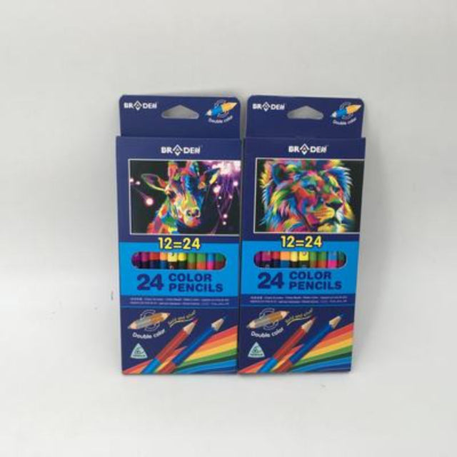 Set of 8 packs of double-sided color pencils, each containing 12 vibrant colors for art and creativity.
