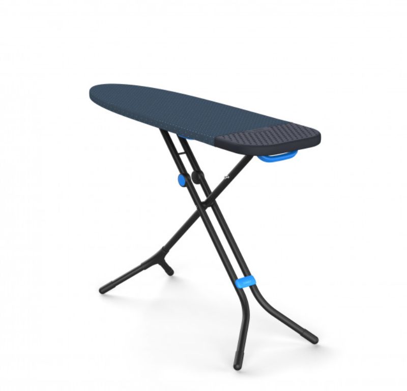 Joseph Joseph Glide Plus ironing board in Black/Blue, featuring compact design, adjustable height, and DripShield™ cover technology.