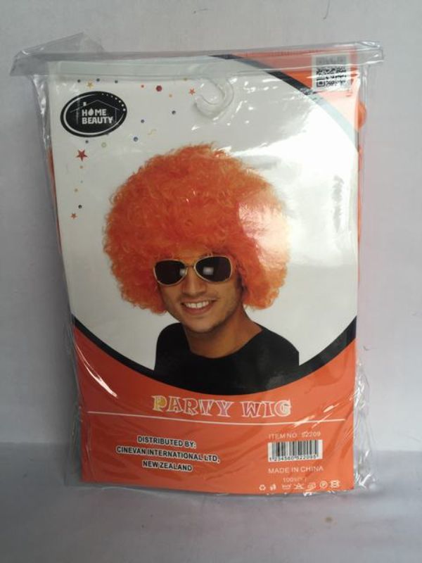 Vibrant orange afro wigs set of 5, perfect for themed parties, Halloween, and bold costume statements.