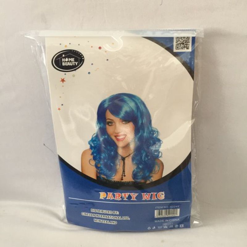 Set of 5 vibrant blue long curly wigs, perfect for costumes and themed parties for all ages.