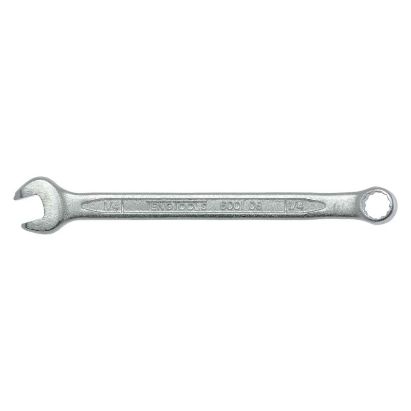 Teng Combination Spanner 1/4in in Chrome Vanadium Steel with 12-point head, 15-degree offset, and polished satin finish.