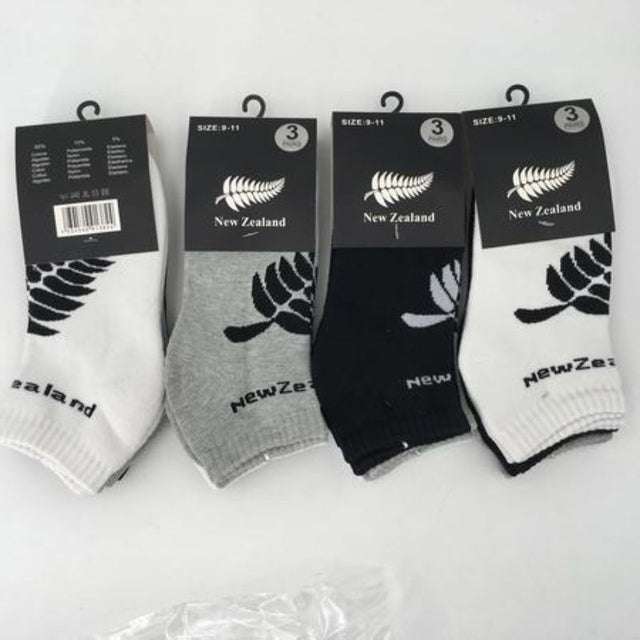 Three pairs of New Zealand socks for size 9-11, featuring breathable materials for comfort and versatile style.