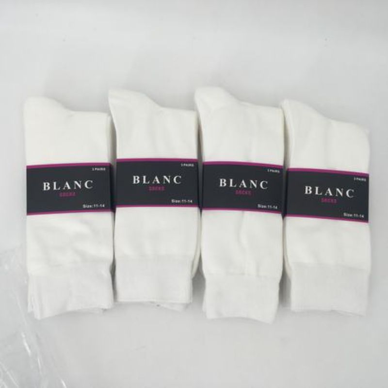White socks size 11-14, sold in a pack of 12 pairs, perfect for everyday wear.