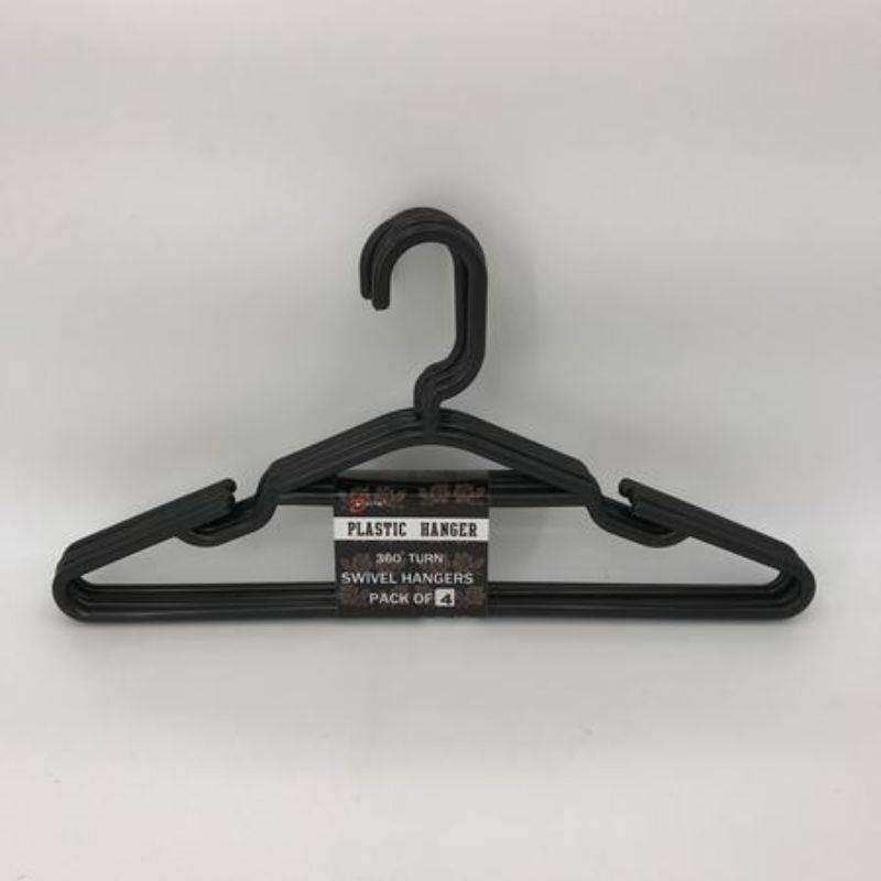 Plastic black clothes hangers, 45cm, sturdy and lightweight, pack of 48 for organized and stylish closet storage.