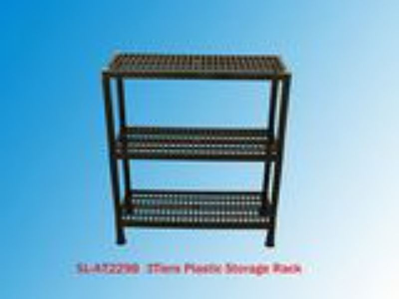 Black plastic shoe rack with 3 tiers, measuring 56 x 22.5 x 63.5 cm, sold in a set of 12 units.