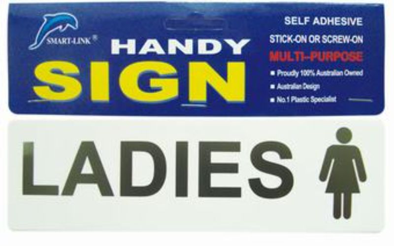 Plastic Sign - LADIES White/Black (Set of 12)