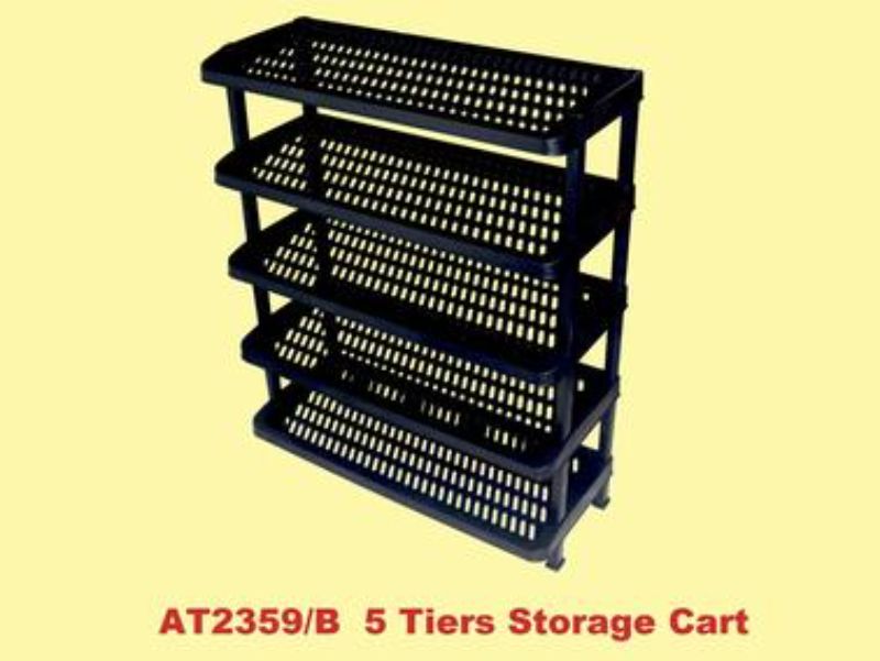 Sleek black 5-tier plastic shoe rack (82CM) for organized footwear storage, maximizing space in any room.