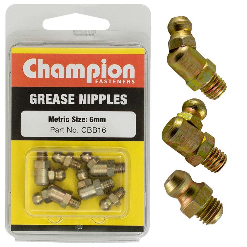 Champion 6Pc Metric (6mm) Grease Nipple Assortment