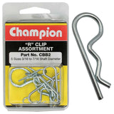 Assorted set of 8 durable R-clips for secure fastening in automotive and machinery applications.