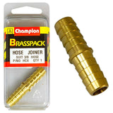 Champion Brass 3/8in Hose Joiner connecting two hoses, durable brass, leak-free design for efficient watering solutions.