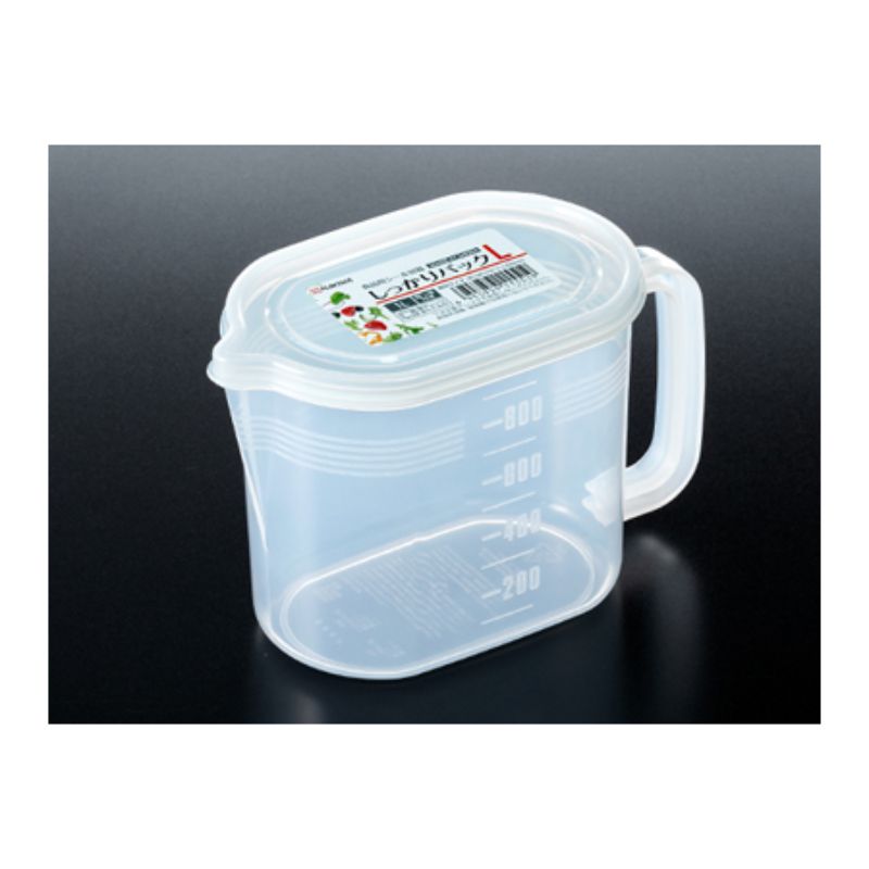 Set of 10 plastic containers, 1L capacity, 18cm tall, ideal for storage and organization.