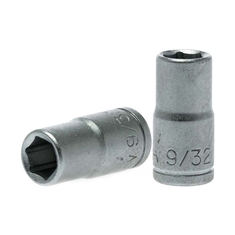 Teng 1/4in drive socket 9/32in made from chrome vanadium steel for precision, durability, and ideal for tight-space tasks.