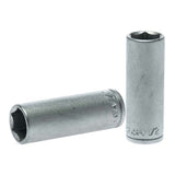 Teng 1/4in Drive Deep Socket 1/2in, durable chrome vanadium steel for accessing tight fasteners in automotive tasks.