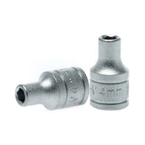 Teng 1/4in Dr. Socket 4mm, chrome vanadium steel, polished finish, ideal for precision automotive and DIY repairs.