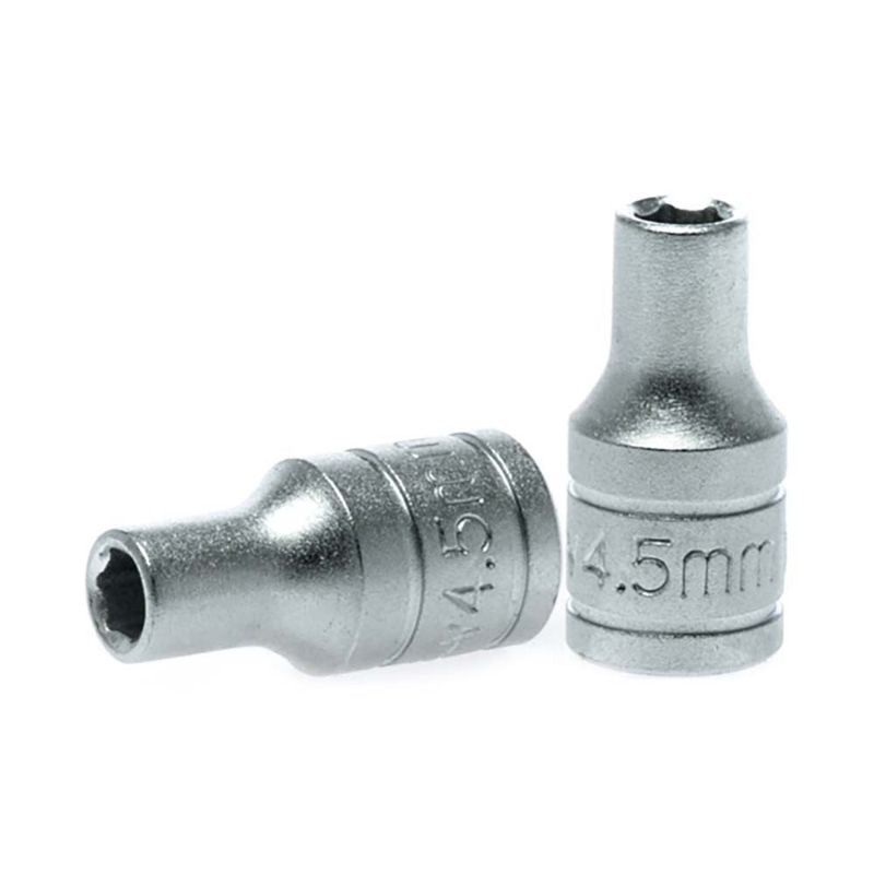 Lightweight 4.5mm Teng socket in chrome vanadium steel, perfect for automotive and DIY tasks with 1/4 inch drive precision.