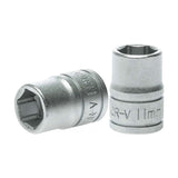 Teng 3/8in Drive Socket 11mm in chrome vanadium steel, featuring a deep well design for superior grip and durability.