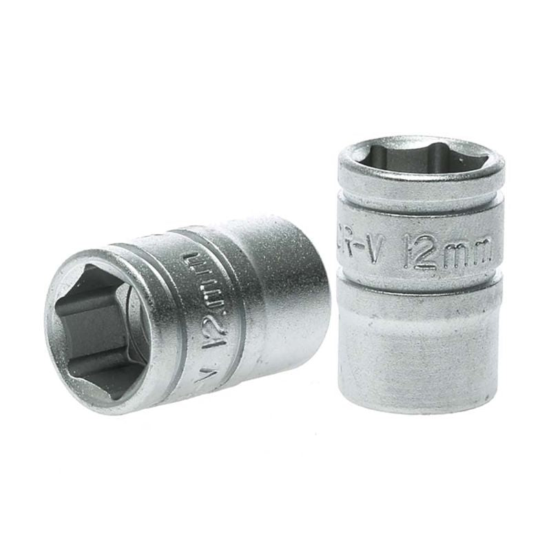 Teng 3/8in Drive Socket 12mm in chrome vanadium steel, durable and polished for automotive and DIY tasks.