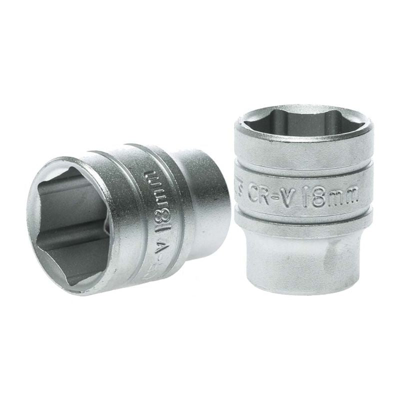 Teng 3/8in drive 18mm socket, durable chrome finish, ideal for automotive repairs and home projects, ensures precise torque.