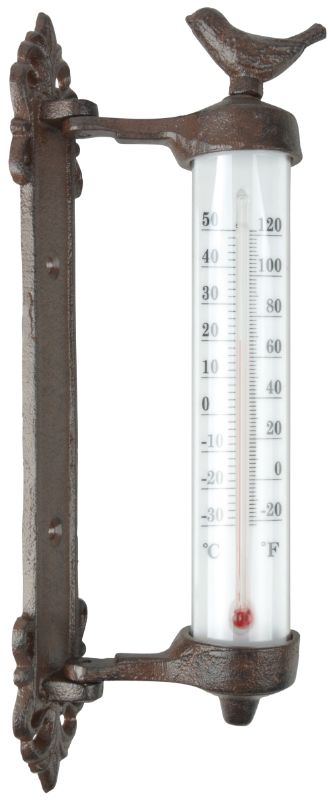 Wall Thermometer - Cast Iron Bird (5 x 9 x 27cm)