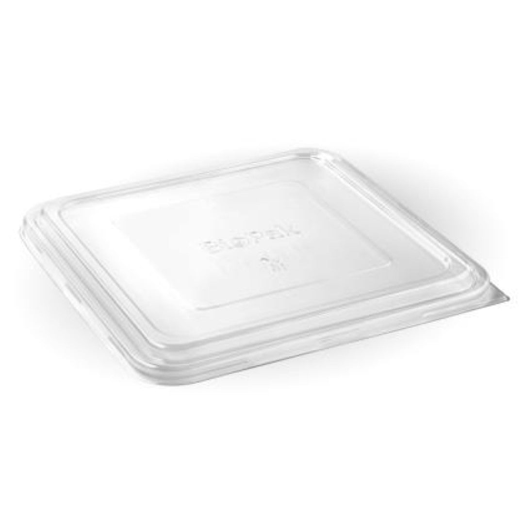 Clear rPET lids for 3, 4, & 5 compartment containers, ideal for packaging cold food securely; recyclable and eco-friendly.