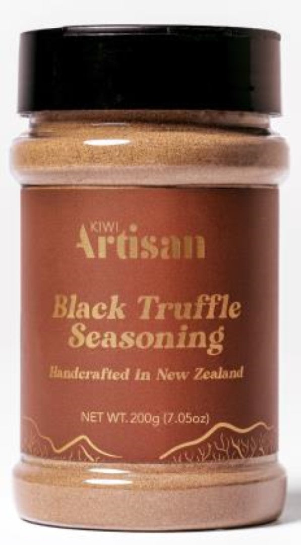 Black Truffle seasoning jar (200g) by The Kiwi Artisan, elevates dishes with earthy, aromatic flavors for gourmet cooking.