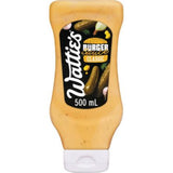 Wattie's Classic Burger Sauce (500ML) adds zesty flavor to burgers and serves as a versatile dip for snacks and meals.