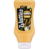 Wattie's Classic Burger Sauce (500ML) bottle, perfect for enhancing burgers and serving as a tangy dip for snacks.