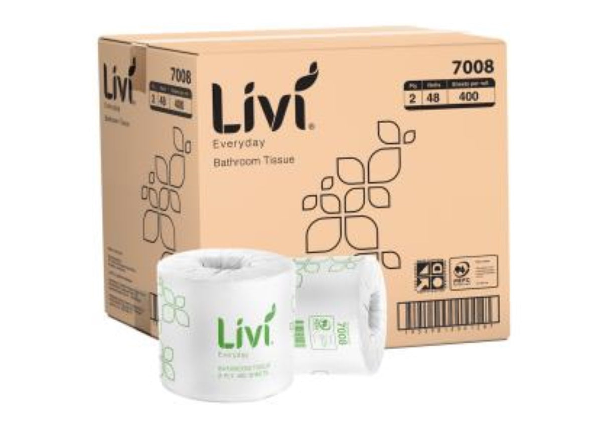 Toilet Roll 2 Ply 400 Sheets Wrapped - Livi (48PC)